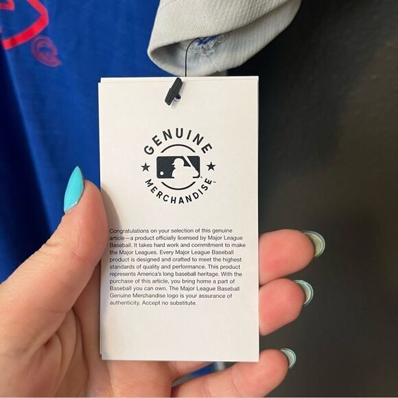 Chicago Cubs Nike Women's Slub Performance V-Neck Boxy T-Shirt - Silver/Royal - Picture 7 of 14